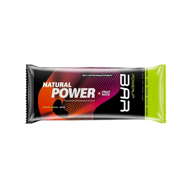 Энергетический батончик POWERUP® BAR, 50 г., FRUIT+NUTS финики, изюм, яблоко, корица, миндаль