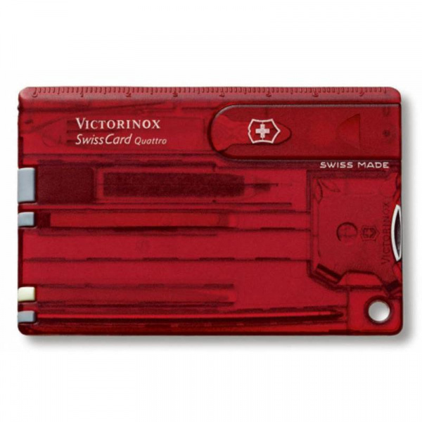 Швейцарская карта Victorinox SwissCard Quattro (0.7200.T) красный полупрозрачный