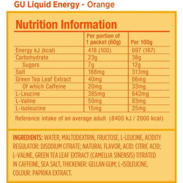 Гель энергетический GU Liquid ENERGY GEL (апельсин)