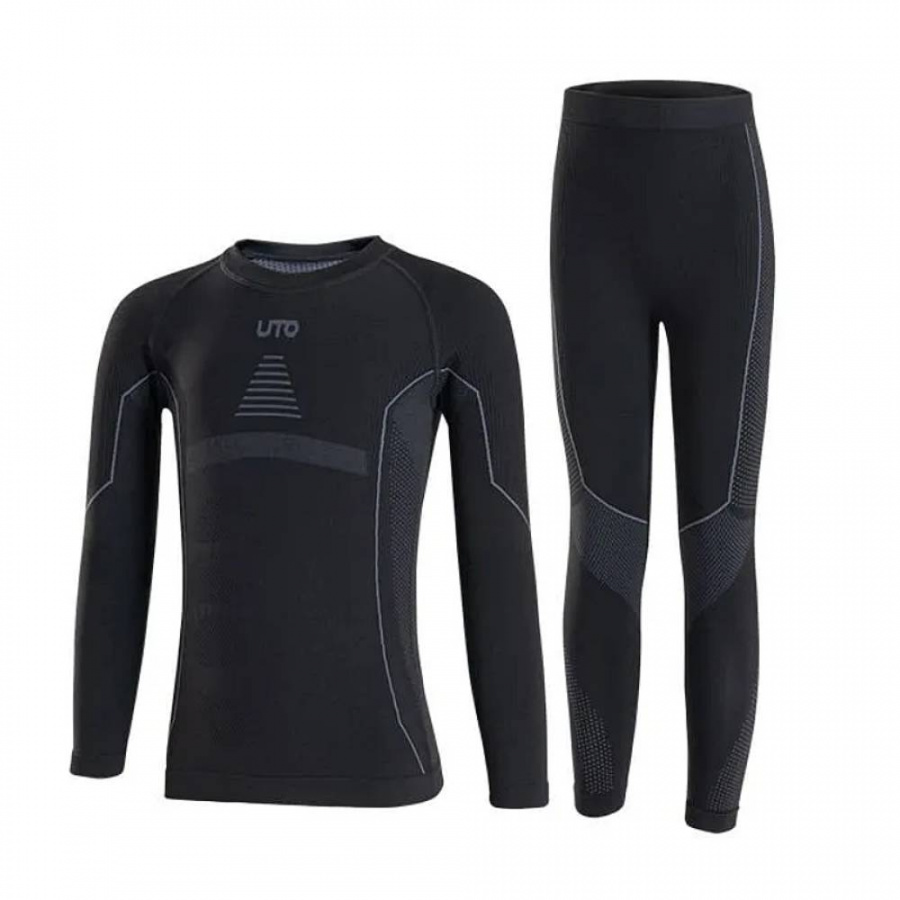 Термобелье детское комплект UTO Children's Sports Bamboo Charcoal Черный/Серый (Black and Gray) 130