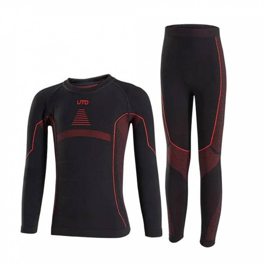 Термобелье детское комплект UTO Children's Sports Bamboo Charcoal Черный/Красный (Black and Red) 130