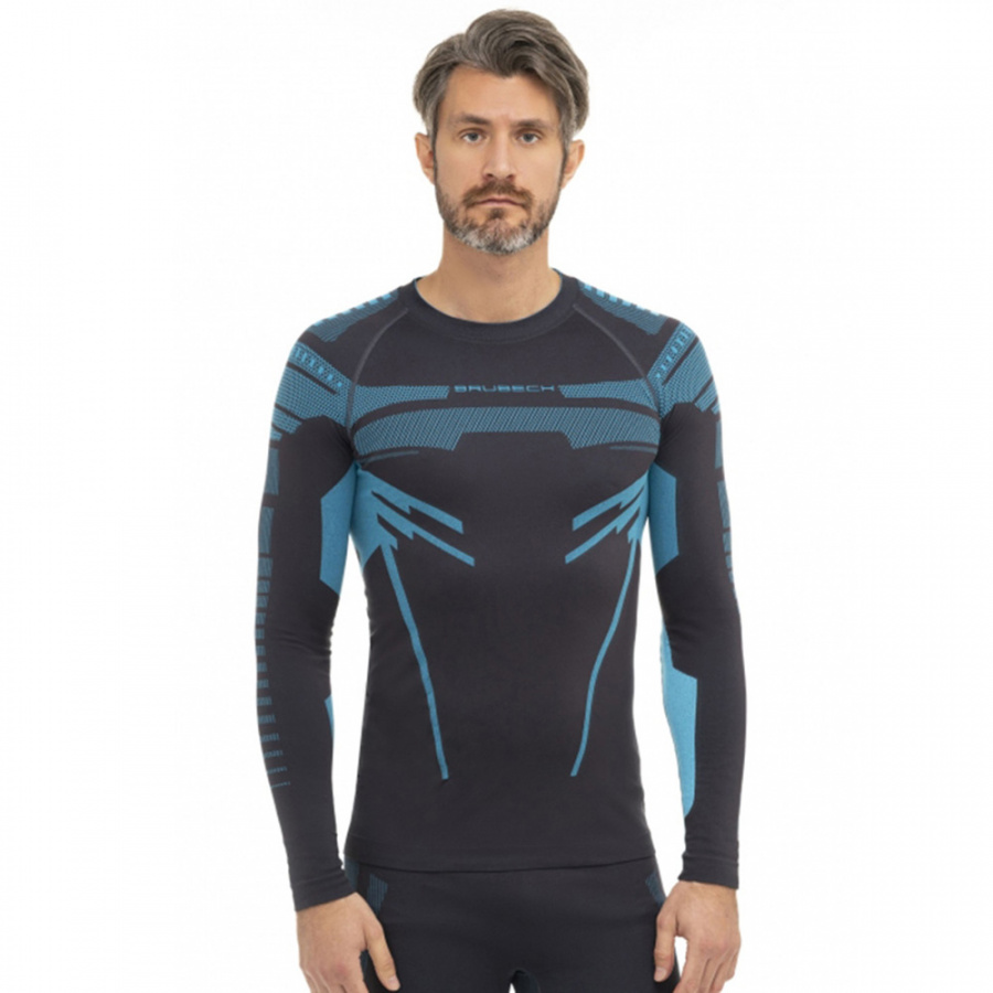 Термобелье мужское Brubeck футболка с длинным рукавом зональная DRY графито-синяя M