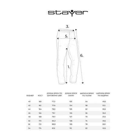 Брюки мембранные полусамосбросы женские Stayer Катунь 3L 20523