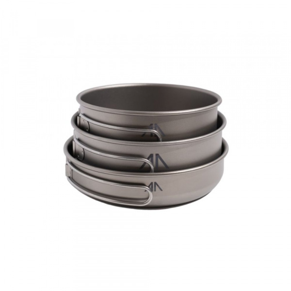 Набор посуды титановый GORAA 3-PIECE TITANIUM POT AND PAN COOK SET