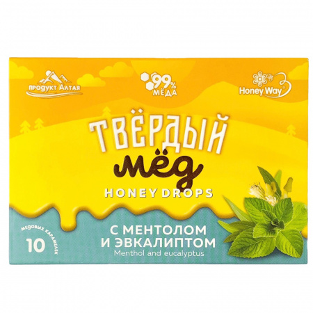 Карамель медовая твердый мёд, с ментолом и эвкалиптом / 30г (Honey Way)