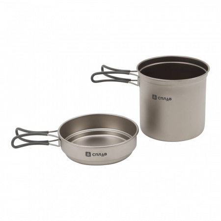 Набор титановой посуды Сплав 1 кастрюля 1 сковородка (1200+400)