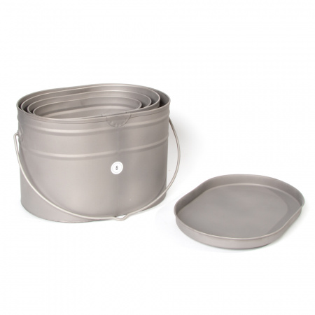 Набор низких котелков 4 шт.(2,2;3,3;4,5;6л) без ручек титан (Роза ветров)