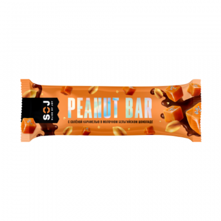 Батончик SOJ PEANUT BAR Арахис в соленой карамели с ирисо-сливочным вкусом в молочном шоколаде 40 гр