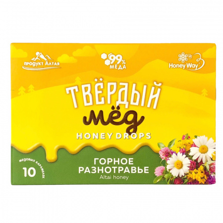 Карамель медовая твердый мед, горное разнотравье, 30г