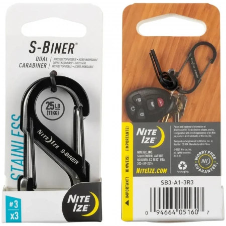 Карабин металлический NiteIze S-Biner, размер 3 3 шт.