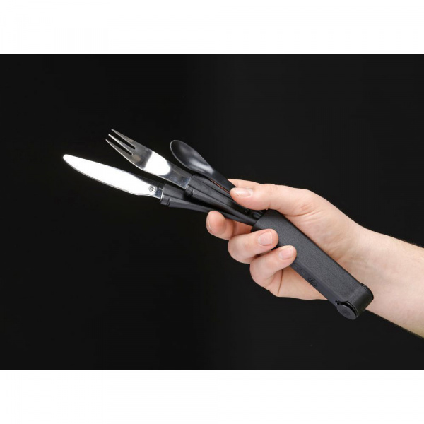 BK03BO800 Snac Pac Black - набор походный ложка, вилка, нож нерж сталь в пластике