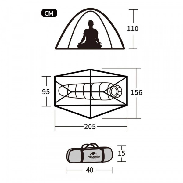 Палатка Naturehike Cycling 1 210T NH18A095-D с футпринтом