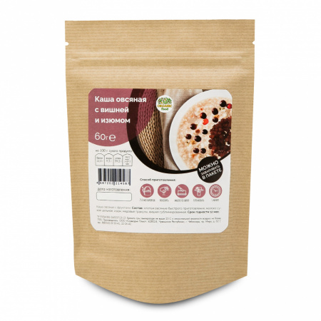Organic Food Овсяная каша с вишней и изюмом, 60 гр