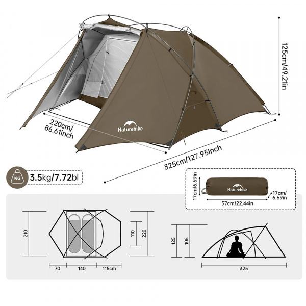 Палатка Naturehike Hillock6 2P CNK2300ZP040