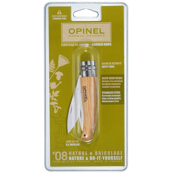 Нож Opinel №8 садовый, нержавеющая сталь, в коробке