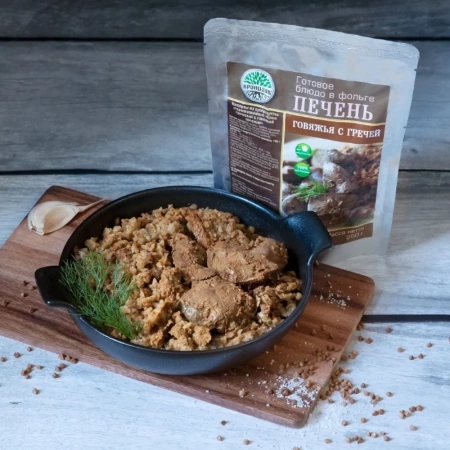 Готовое блюдо Каша гречневая с говяжьей печенью 250 г. (Кронидов)