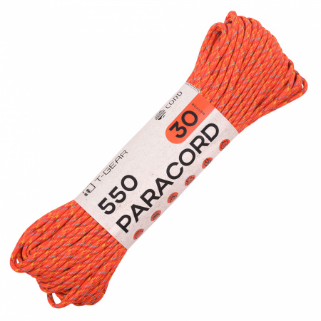 Паракорд 550 T-Gear x CORD nylon 30м световозвращающий (Orange X)