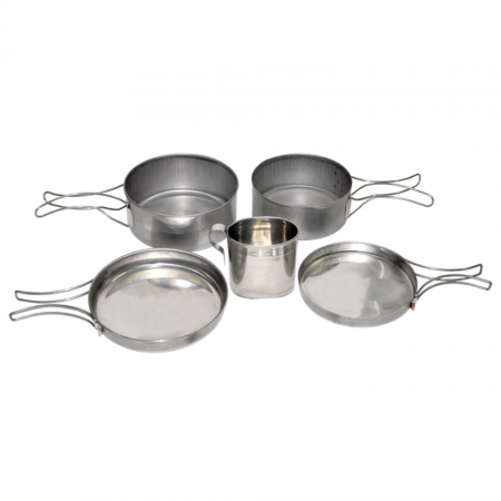 Набор посуды для офицера (котелок 1л, котелок 0,7л, кружка, ложка, чехол) нерж. (Роза ветров)