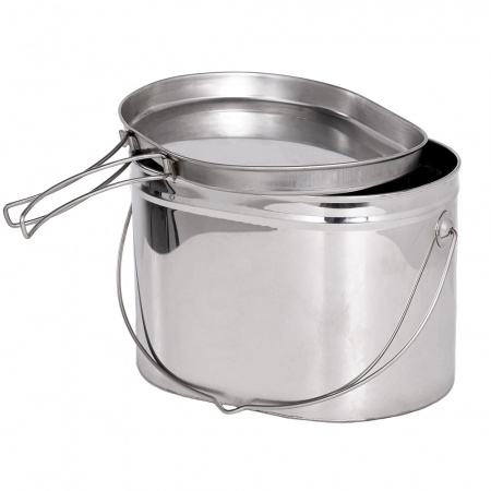 Котелок низкий нержавеющий, крышка с ручками. (Роза ветров)