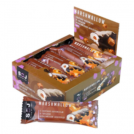 Батончик MARSHMALLOW SOJ с соленой карамелью в темном шоколаде 30г