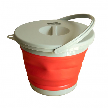 Ведро Tramp складное силиконовое 5л с крышкой (оранжевый) TRC-127