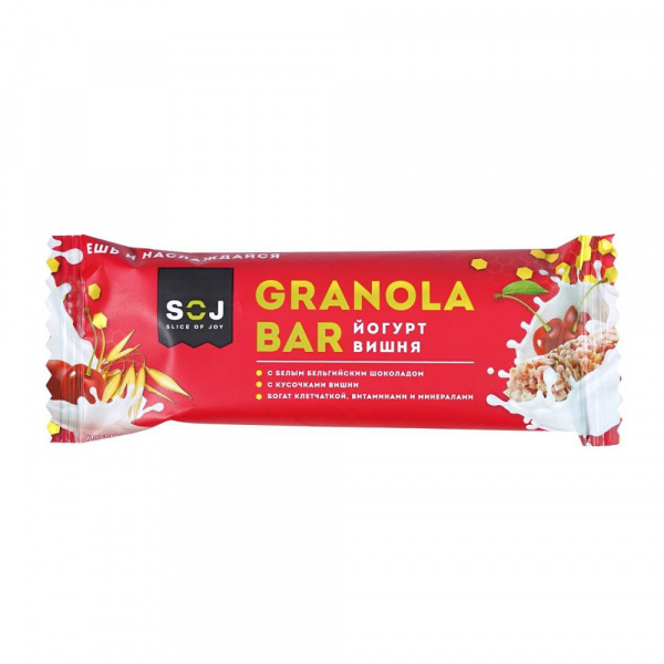 Батончик злаковый "GRANOLA BAR" со вкусом йогурта и вишни. 40 г