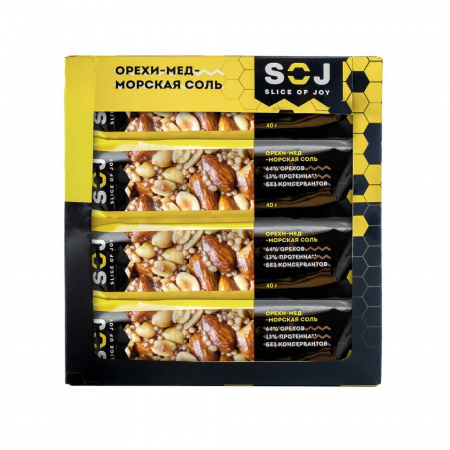 Батончик ореховый с медом "ОРЕХИ-МЕД-МОРСКАЯ СОЛЬ" 40 г