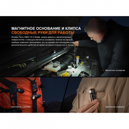 Фонарь налобный Fenix HM23 V2.0 Shade 300 люмен