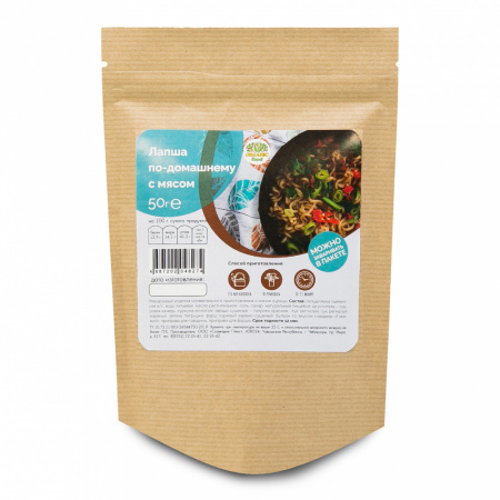 Organic Food Лапша по-домашнему с мясом, 50 гр.