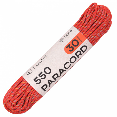 Паракорд 550 T-Gear x CORD nylon 30м световозвращающий (Red'n'Stripes)