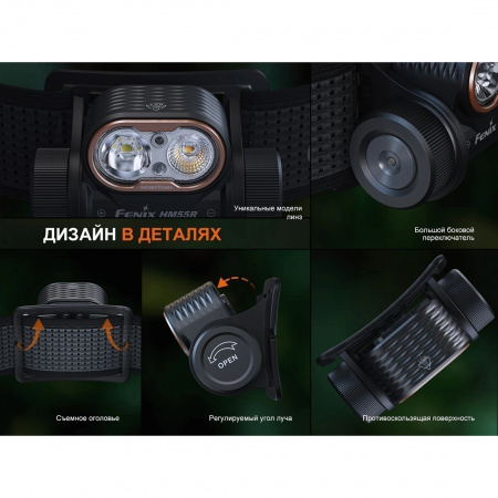 Фонарь налобный Fenix HM55Rbk черный 1200 люмен