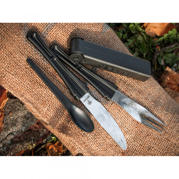 BK03BO800 Snac Pac Black - набор походный ложка, вилка, нож нерж сталь в пластике