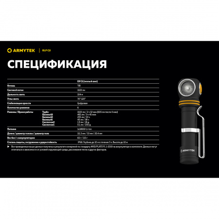 Фонарь Armytek Elf C2 USB-C Теплый