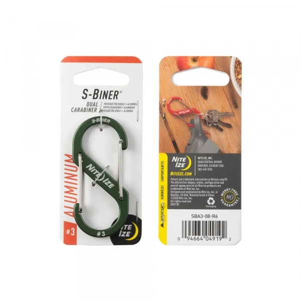 Карабин металлический NiteIze S-Biner Carabiner, алюминевый,размер 3