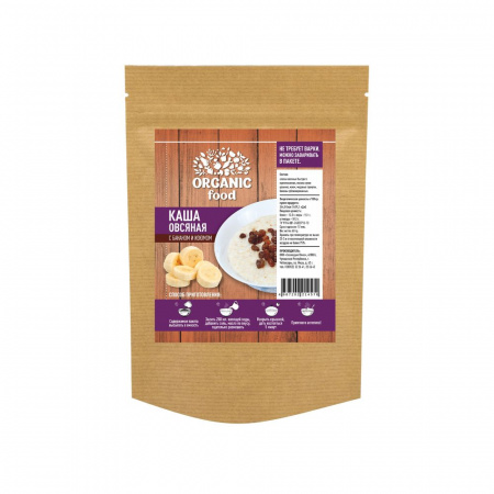 Organic Food Овсяная  каша с бананом и изюмом, 60 гр Organic Food Овсяная  каша с бананом и изюмом, 60 гр