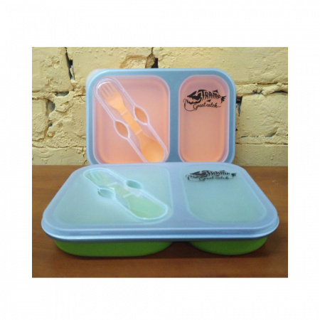 Контейнер силиконовый Tramp TRC-090 с двумя отделениями, крышкой и ловилкой 900 мл)