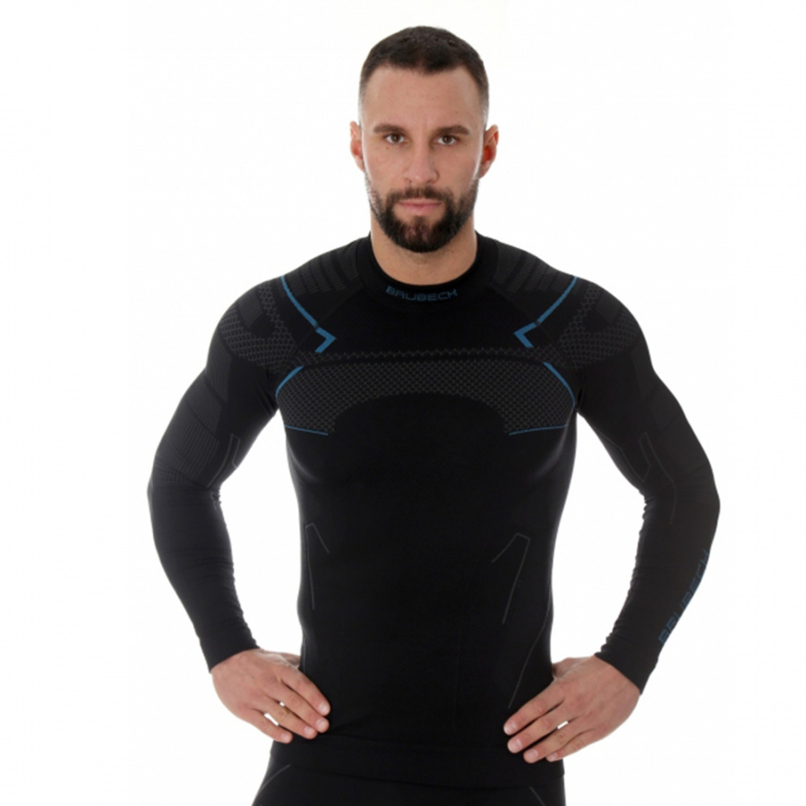Термобелье мужское Brubeck футболка с длинным рукавом THERMO NILIT HEAT черная/голубая M