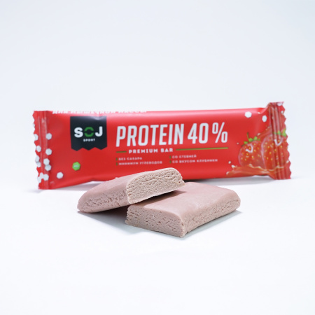 Батончик протеиновый «SPORT SOJ» со вкусом клубники. 40 г