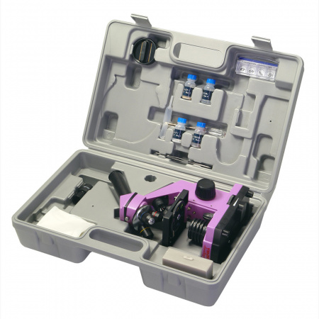 Микроскоп Микромед школьный Эврика 40х-400х в кейсе (аметист) Микроскоп Микромед школьный Эврика 40х-400х в кейсе (аметист)