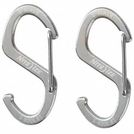 Карабин-крюк металлический NiteIze S-Biner Hook 'N Hold S-Hook - Small - 2 Pack, стальной