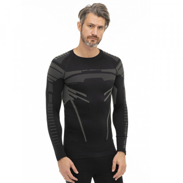 Термобелье мужское Brubeck футболка длинный рукав  DRY черный/графитовый V2 XXL