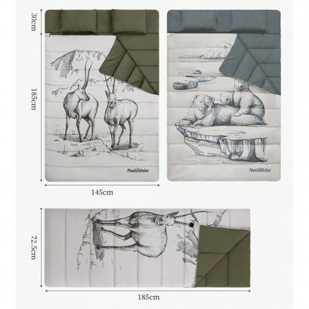 Спальный мешок Naturehike двухместный с подушкой NH21MSD06