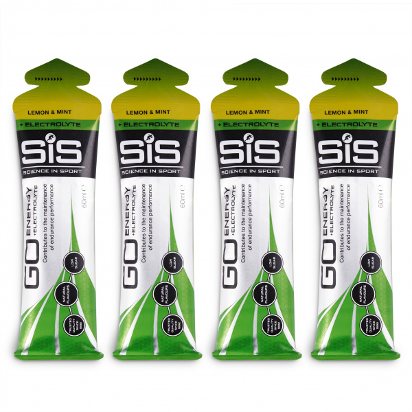Гель энергетический с электролитами SIS Go PLUS Electrolyte Gel, Лимон и Мята, 60мл 4шт