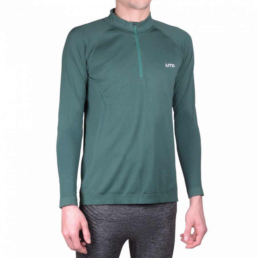 Термофутболка с длинным рукавом UTO Running Long Sleeve Half Zip 946119 Темно-зеленая L