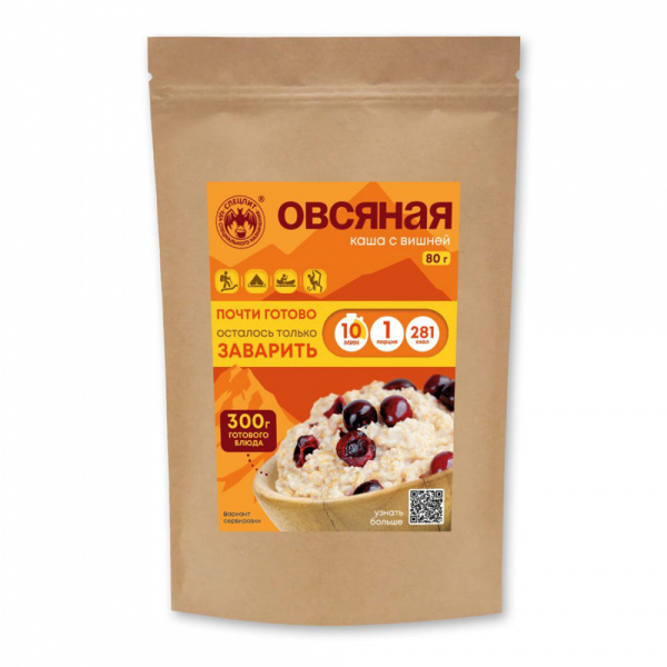 Каша овсяная с вишней 80 г, СПЕЦПИТ КРАФТ