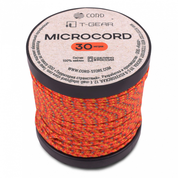Микрокорд T-Gear x CORD nylon катушка 30м световозвращающий