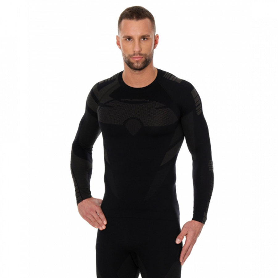 Термобелье мужское Brubeck футболка с длинным рукавом зональная DRY черно-графитовая M