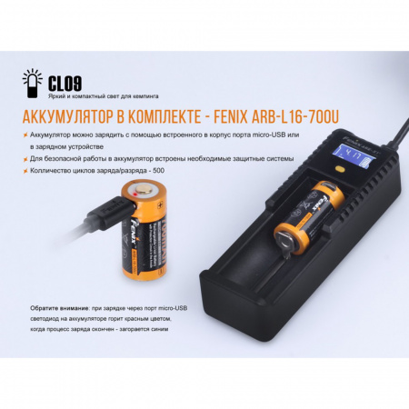 Фонарь Fenix CL09GY серый