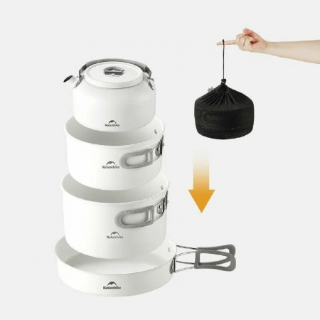 Набор посуды Naturehike Ceramic Non-Stick Pot Set CNK2450CF013 2 кастрюли, сковородка, чайник