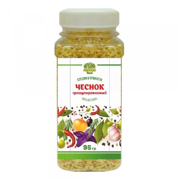 Organic Food Чеснок сушеный гранулированный, 95 гр. ПЭТ